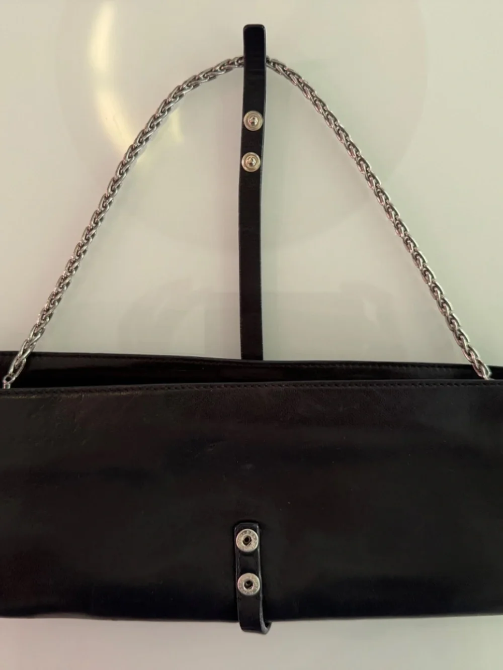 Vintage Jil Sander Black Leather Evening Clutch Shoulder Bag